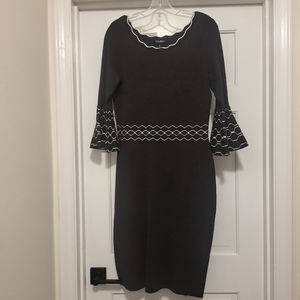 Roz & Ali flare sleeve winter dress, charcoal grey